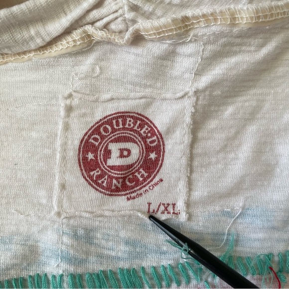 Double D Ranch Duster Open Front Ombre Vest Aztec Cross Star Western L/XL - Picture 3 of 7